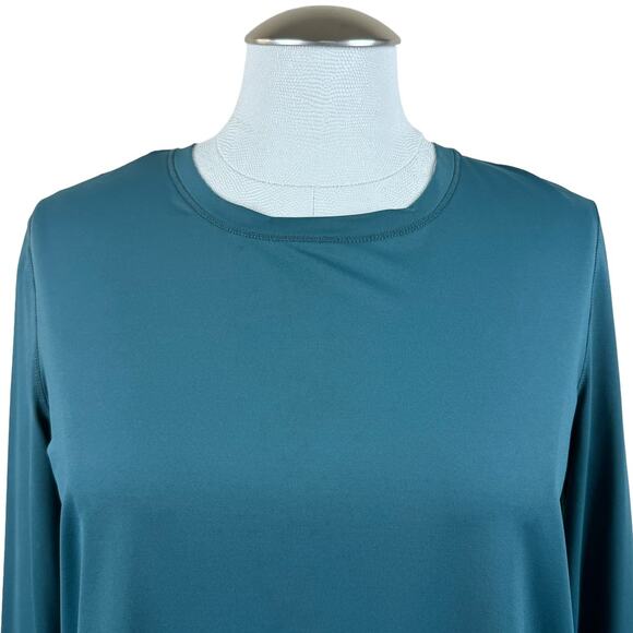 Women's Athleta Green Split Back Long Sleeve Activewear Nylon Blend Athleisure S - Picture 5 of 10